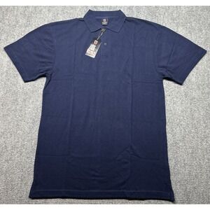 Regal Wear Polo Shirt Mens M Blue Solid Y2K 90's Short Sleeve Polycotton New